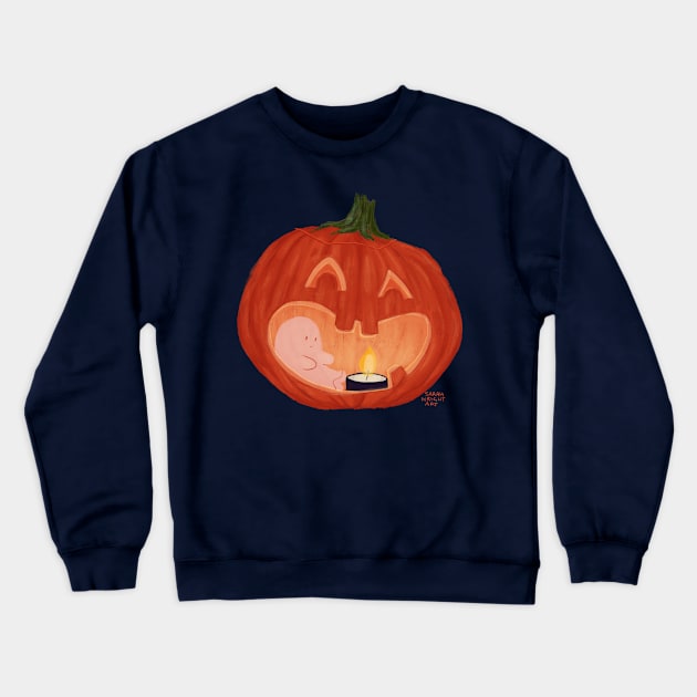 Halloween Ghost Crewneck Sweatshirt by SarahWrightArt